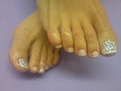 Shellac French Pedicure with Swarovski Crystals
